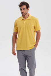 Polera Hombre Pique Básica Lisa Naranjo