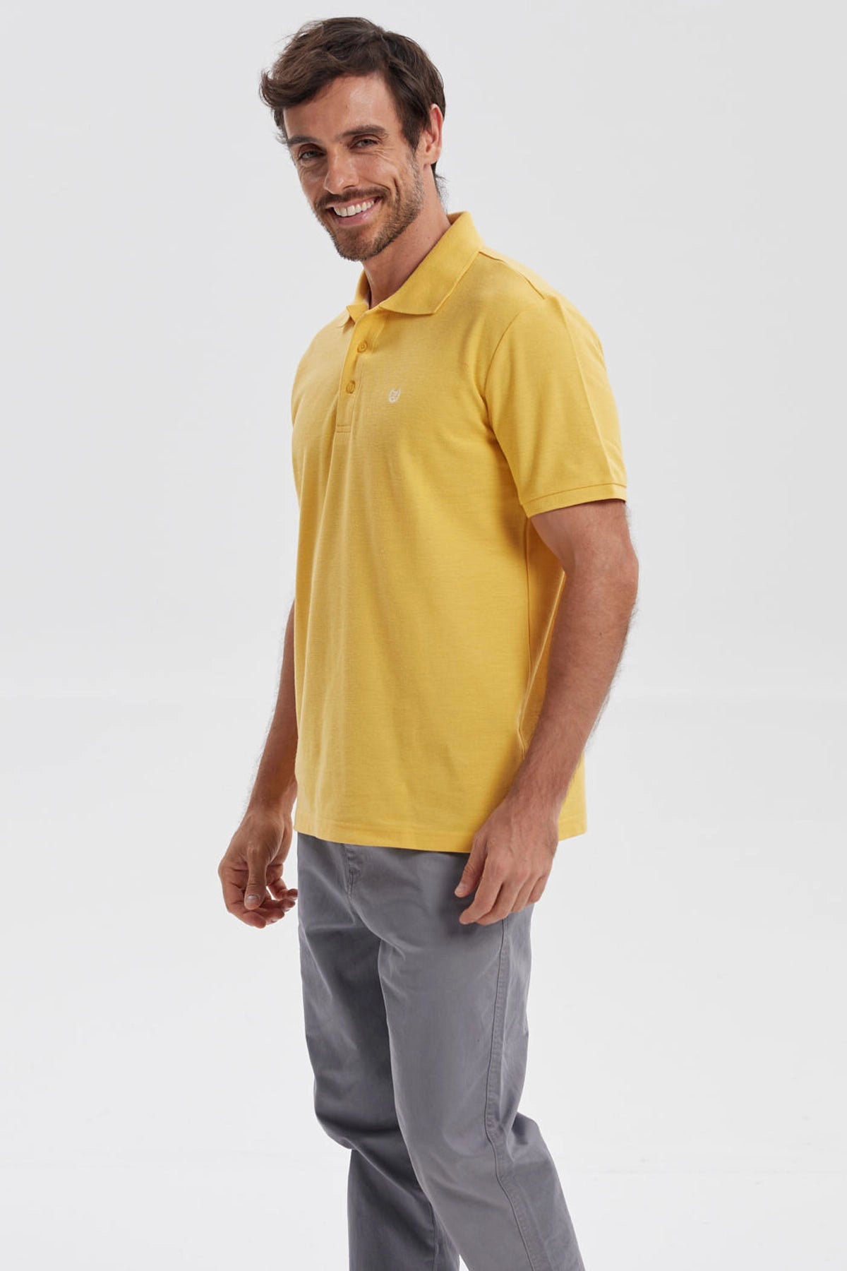 Polera Hombre Pique Básica Lisa Naranjo