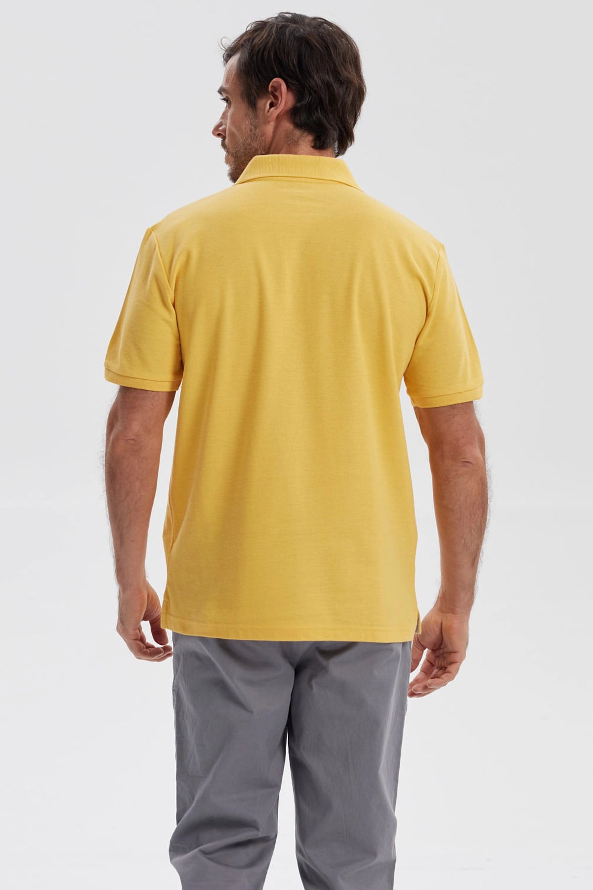 Polera Hombre Pique Básica Lisa Naranjo