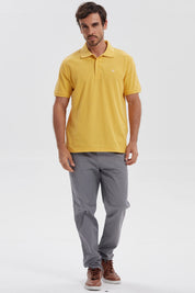 Polera Hombre Pique Básica Lisa Naranjo