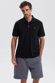 Polera Hombre Pique Básica Lisa Negro