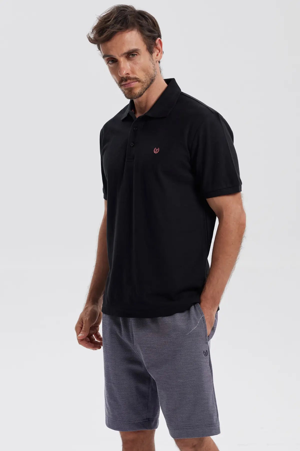 Polera Hombre Pique Básica Lisa Negro