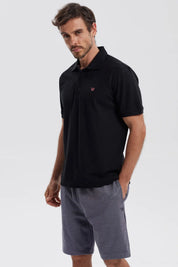 Polera Hombre Pique Básica Lisa Negro
