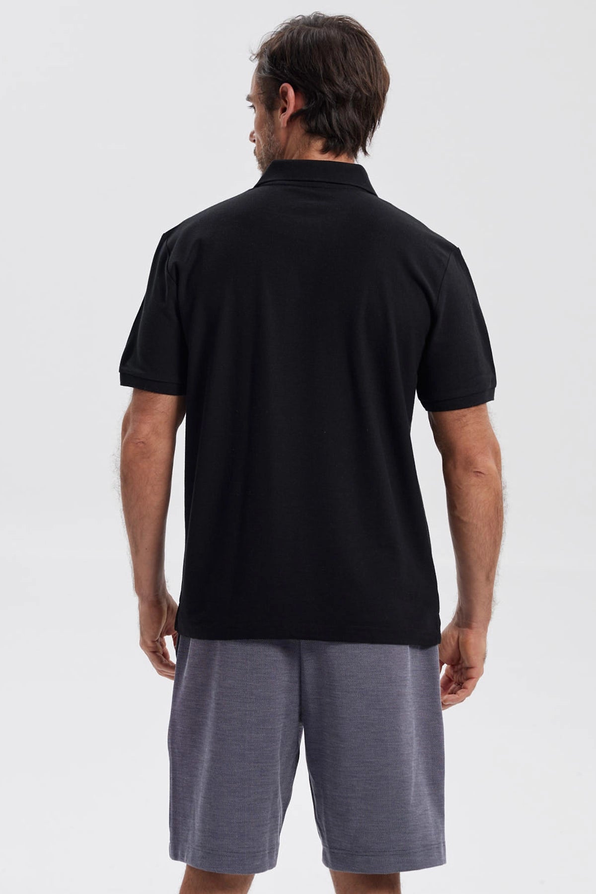 Polera Hombre Pique Básica Lisa Negro