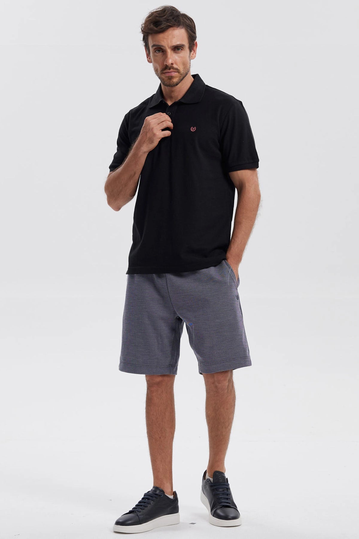 Polera Hombre Pique Básica Lisa Negro