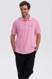 Polera Hombre Pique Básica Lisa Rosado