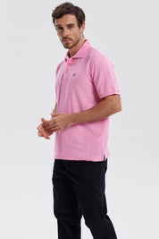Polera Hombre Pique Básica Lisa Rosado
