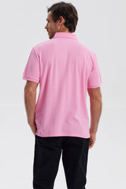 Polera Hombre Pique Básica Lisa Rosado