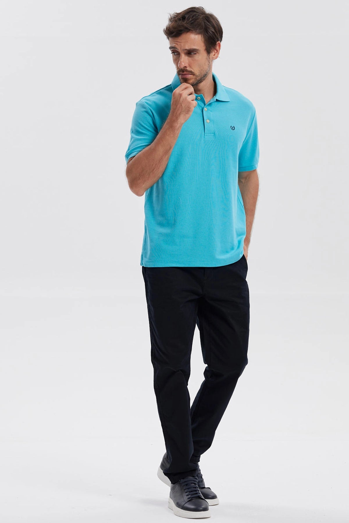 Polera Hombre Pique Básica Lisa Calipso