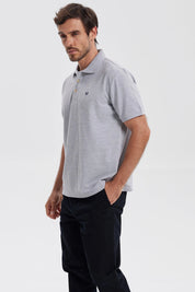 Polera Hombre Pique Básica Lisa Gris Melange