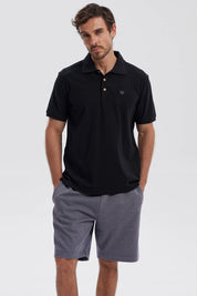 Polera Hombre Pique Básica Lisa Negro