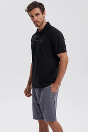 Polera Hombre Pique Básica Lisa Negro