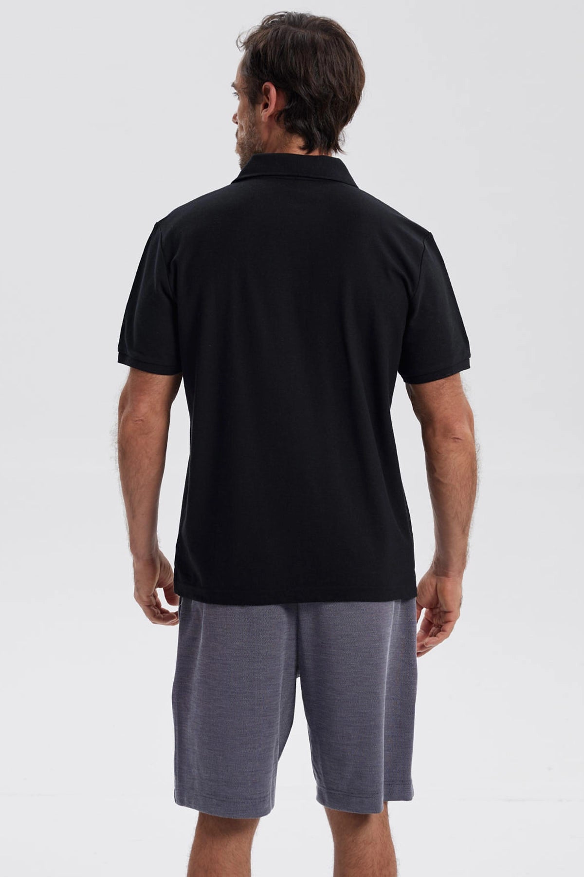 Polera Hombre Pique Básica Lisa Negro