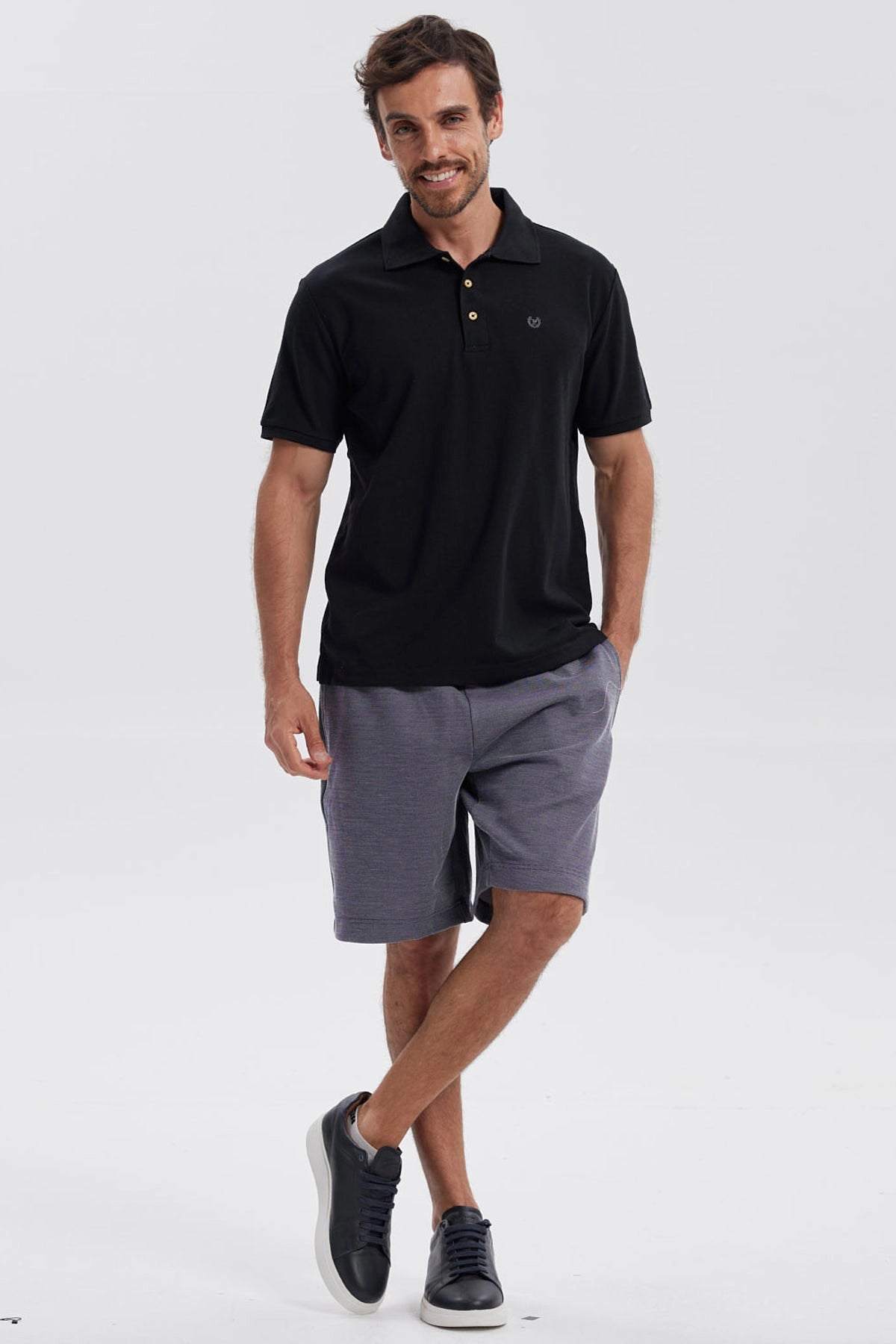 Polera Hombre Pique Básica Lisa Negro