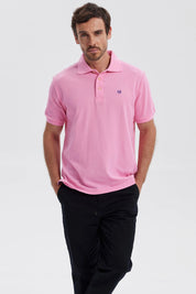 Polera Hombre Pique Básica Lisa Rosado