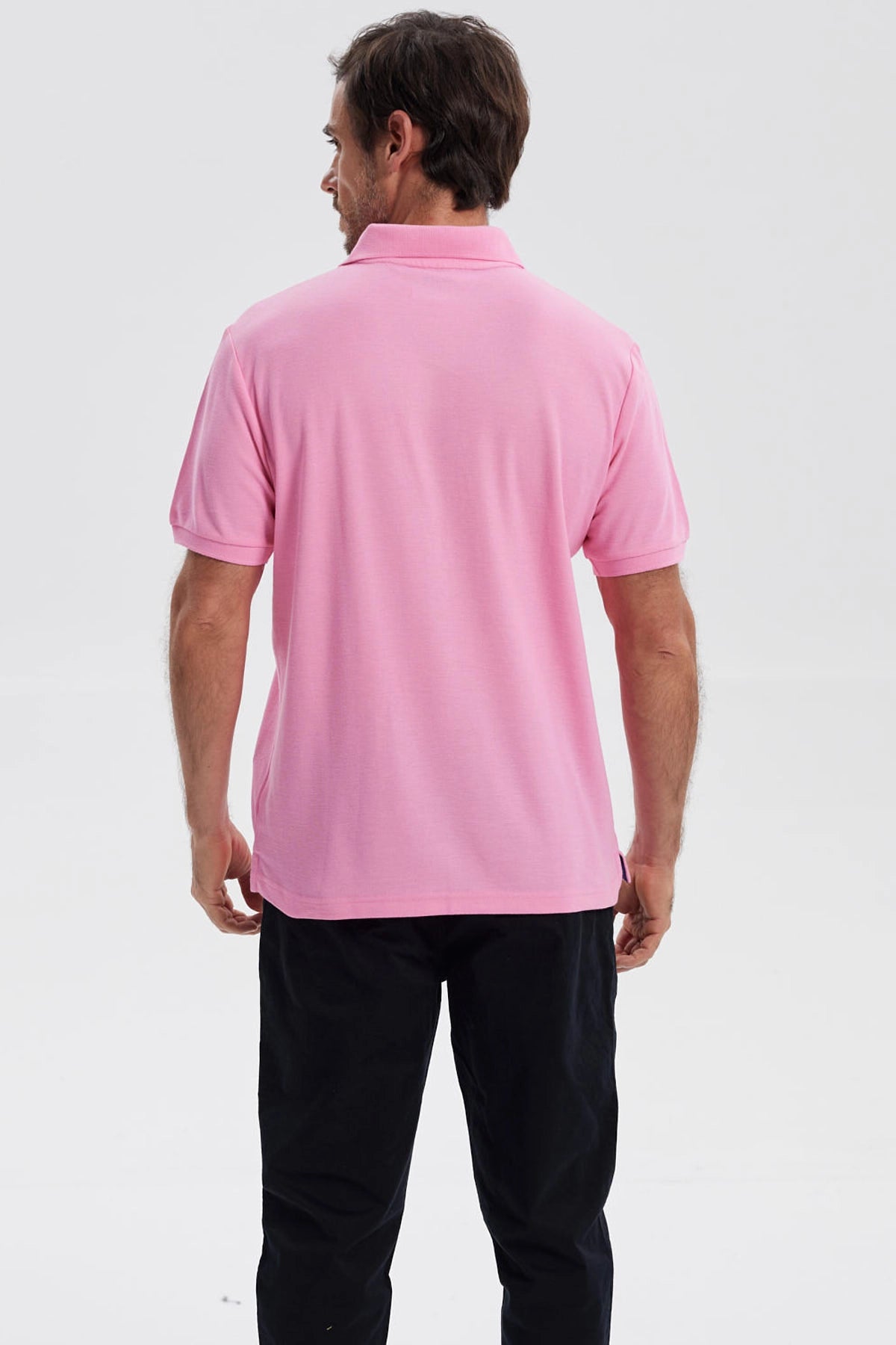 Polera Hombre Pique Básica Lisa Rosado