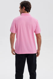 Polera Hombre Pique Básica Lisa Rosado