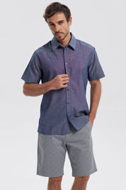 Camisa Hombre Lisa Azul Denim