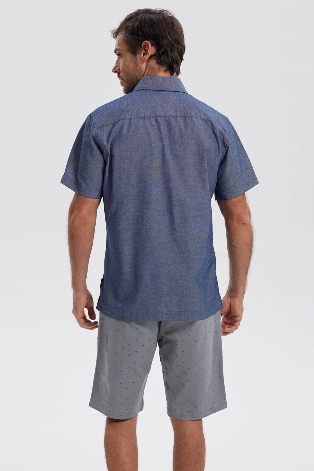 Camisa Hombre Lisa Azul Denim