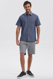 Camisa Hombre Lisa Azul Denim