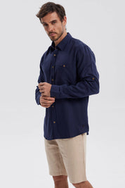 Camisa Hombre Lino Azul Marino