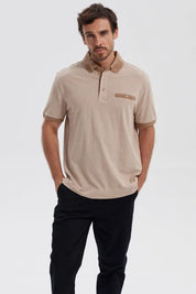 Polera Hombre Botón Beige