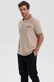 Polera Hombre Botón Beige