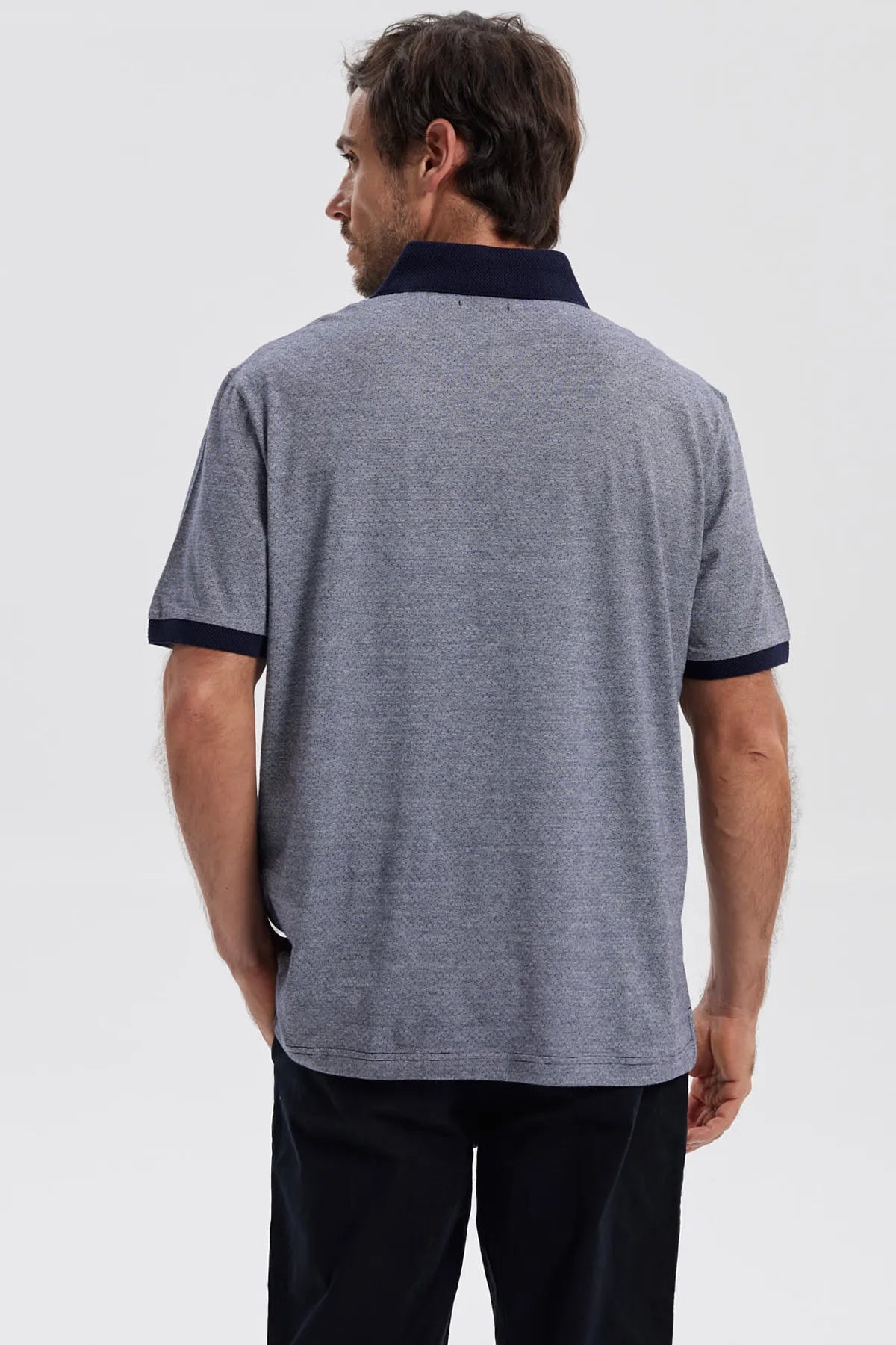 Polera Hombre Botón Gris