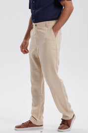 Pantalón Hombre Lino Beige