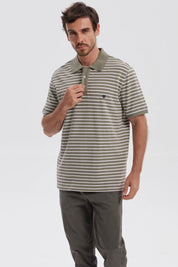 Polera Hombre Mini Rayas Verde