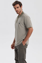 Polera Hombre Mini Rayas Verde