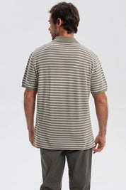 Polera Hombre Mini Rayas Verde