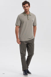 Polera Hombre Mini Rayas Verde