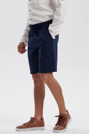 Bermuda Hombre Lino Azul Marino