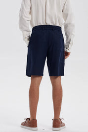 Bermuda Hombre Lino Azul Marino
