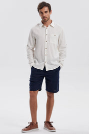 Bermuda Hombre Lino Azul Marino