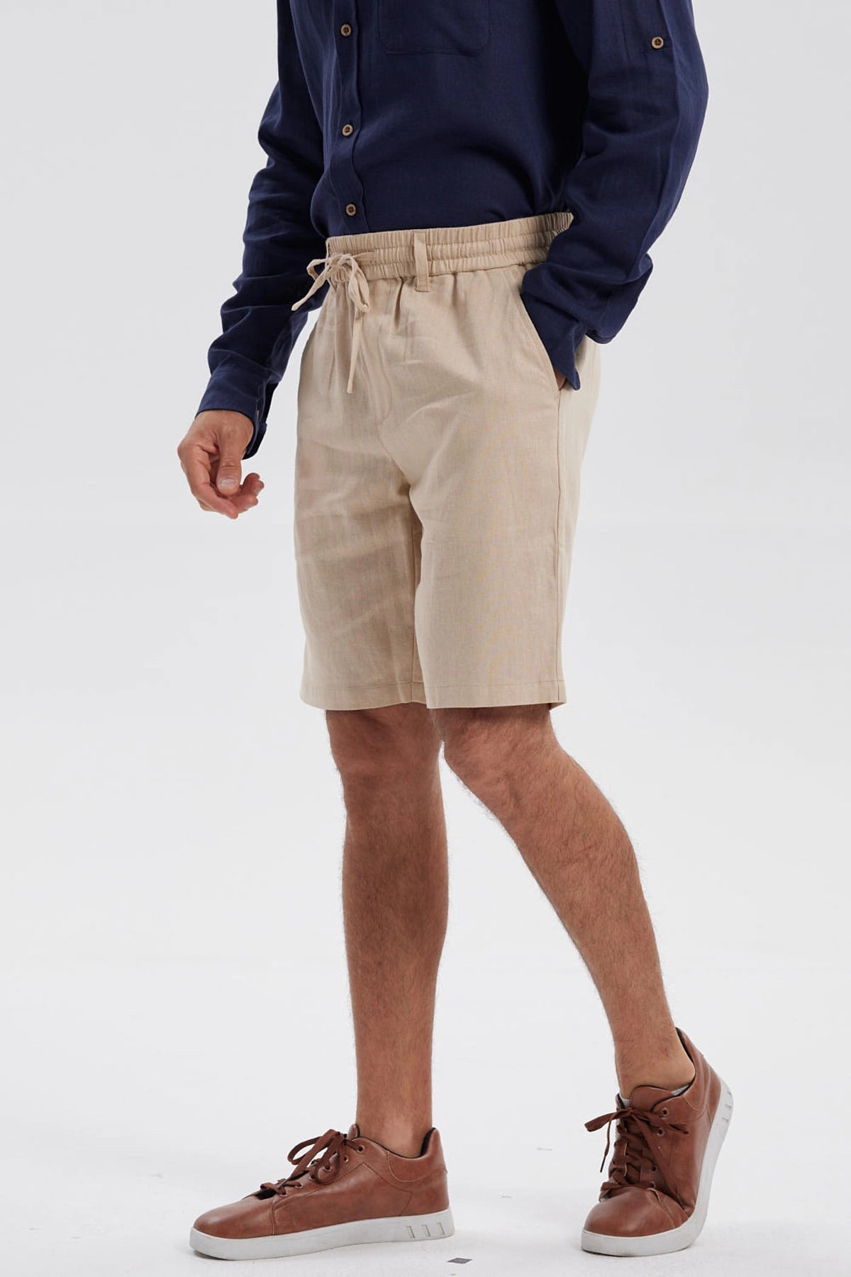 Bermuda Hombre Lino Beige