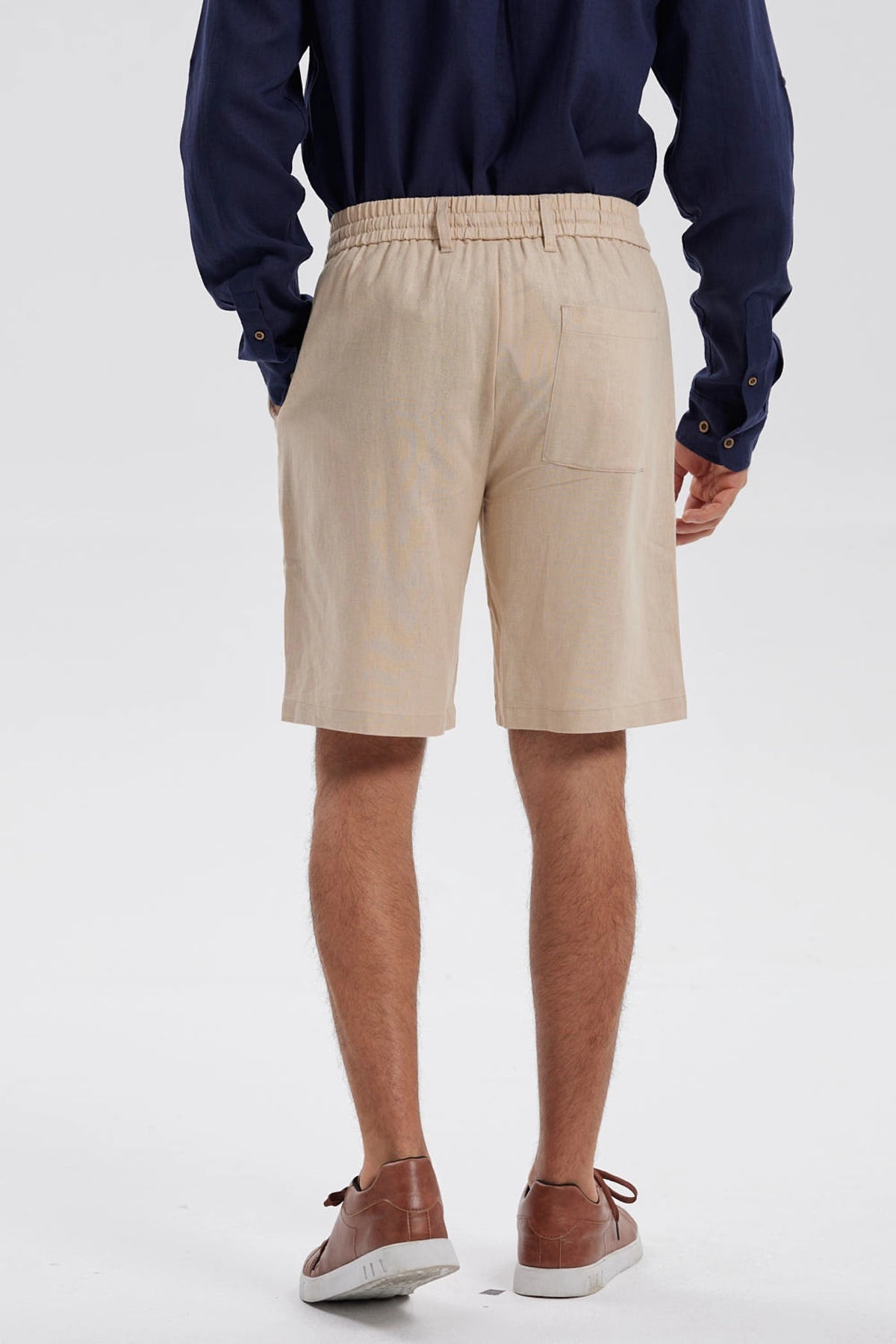 Bermuda Hombre Lino Beige