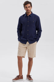 Bermuda Hombre Lino Beige