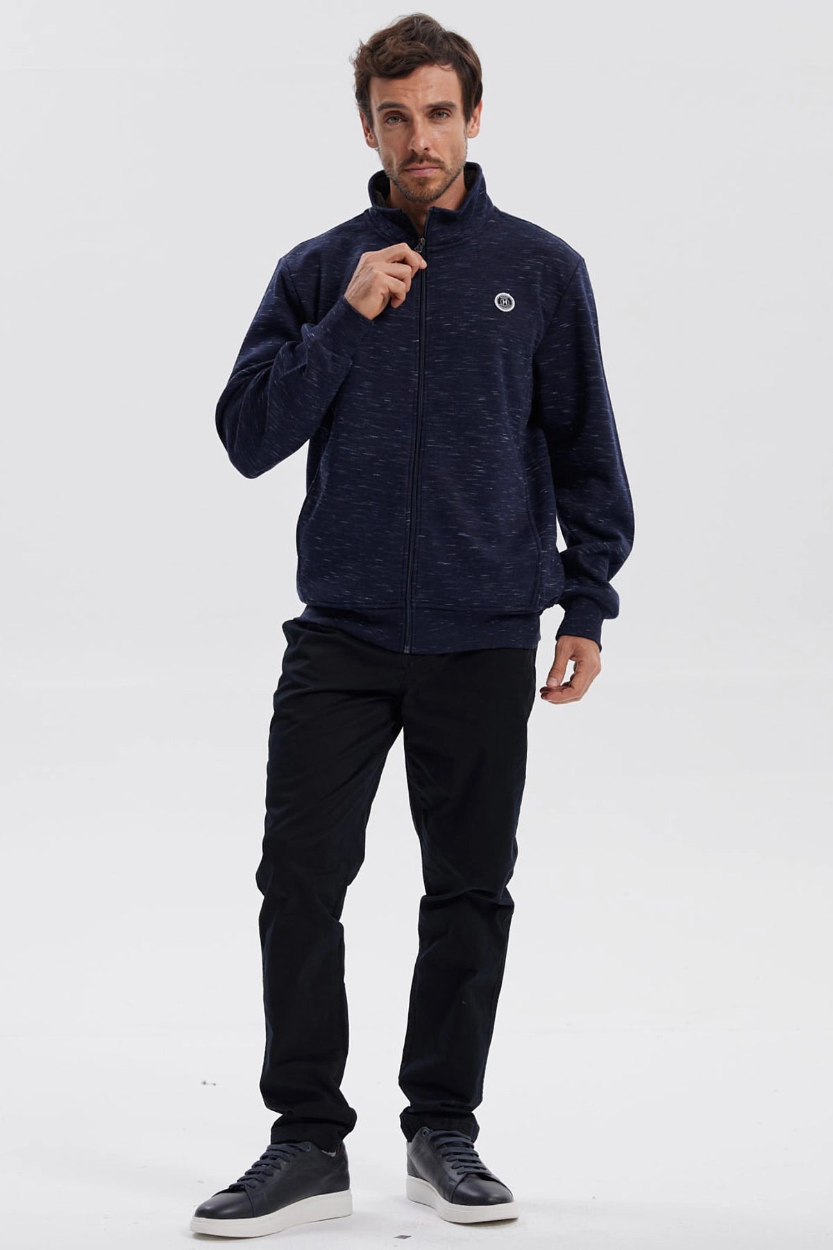 Polerón Hombre Full Zipper Azul Marino