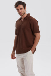 Polera Hombre Textura Café