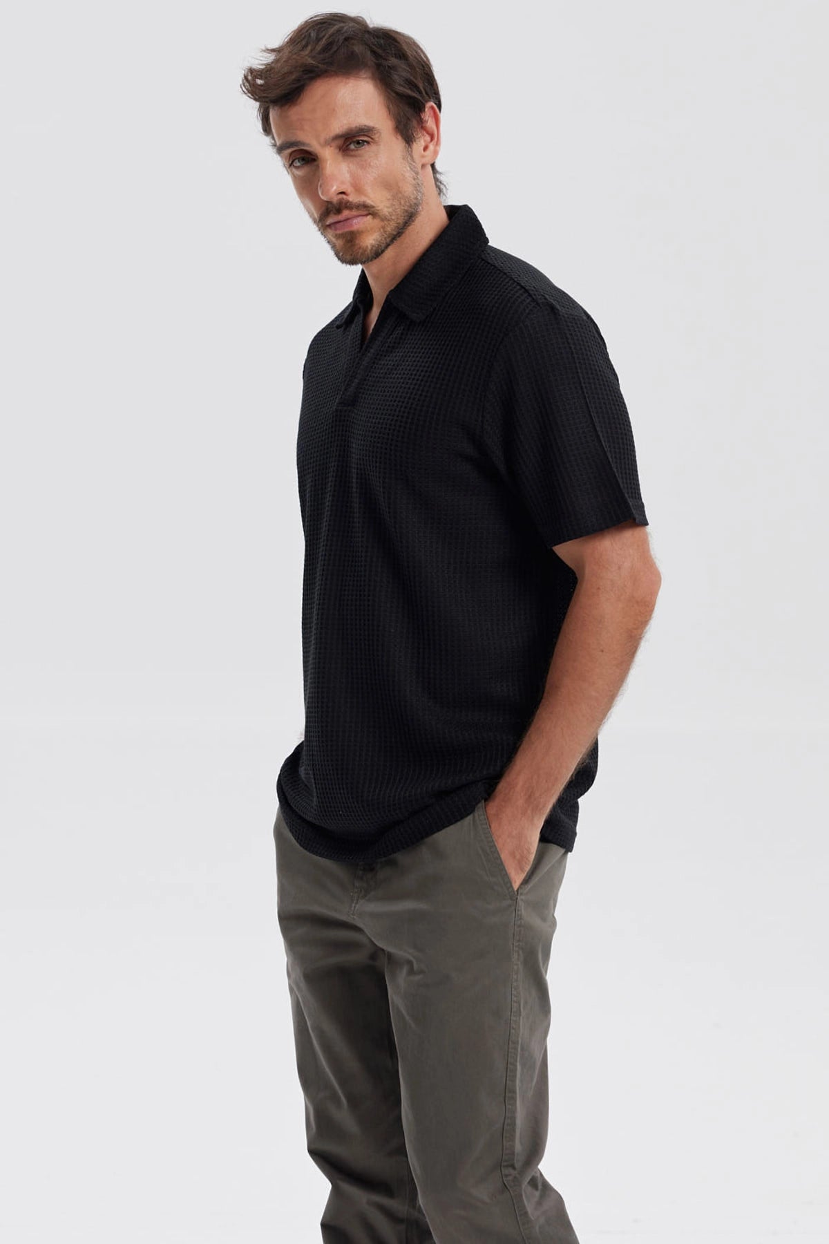 Polera Hombre Textura Negro