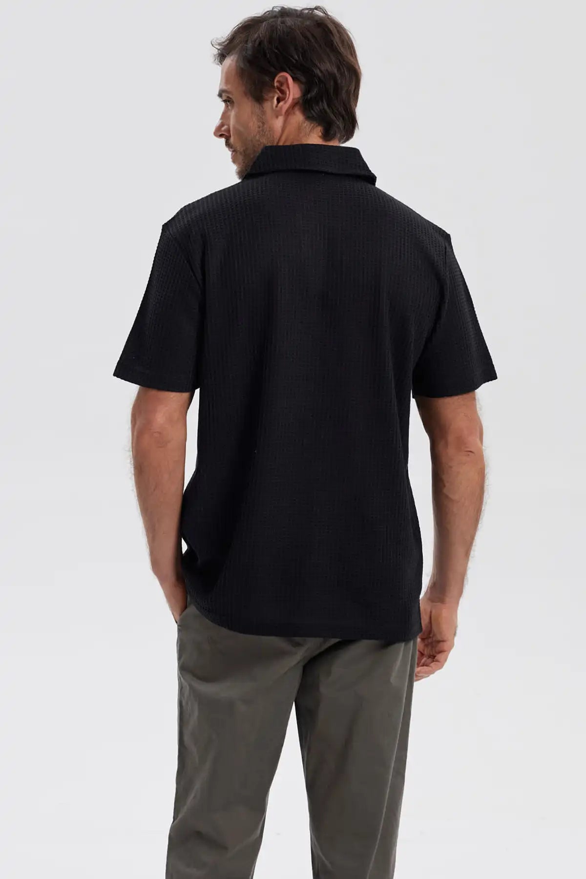 Polera Hombre Textura Negro