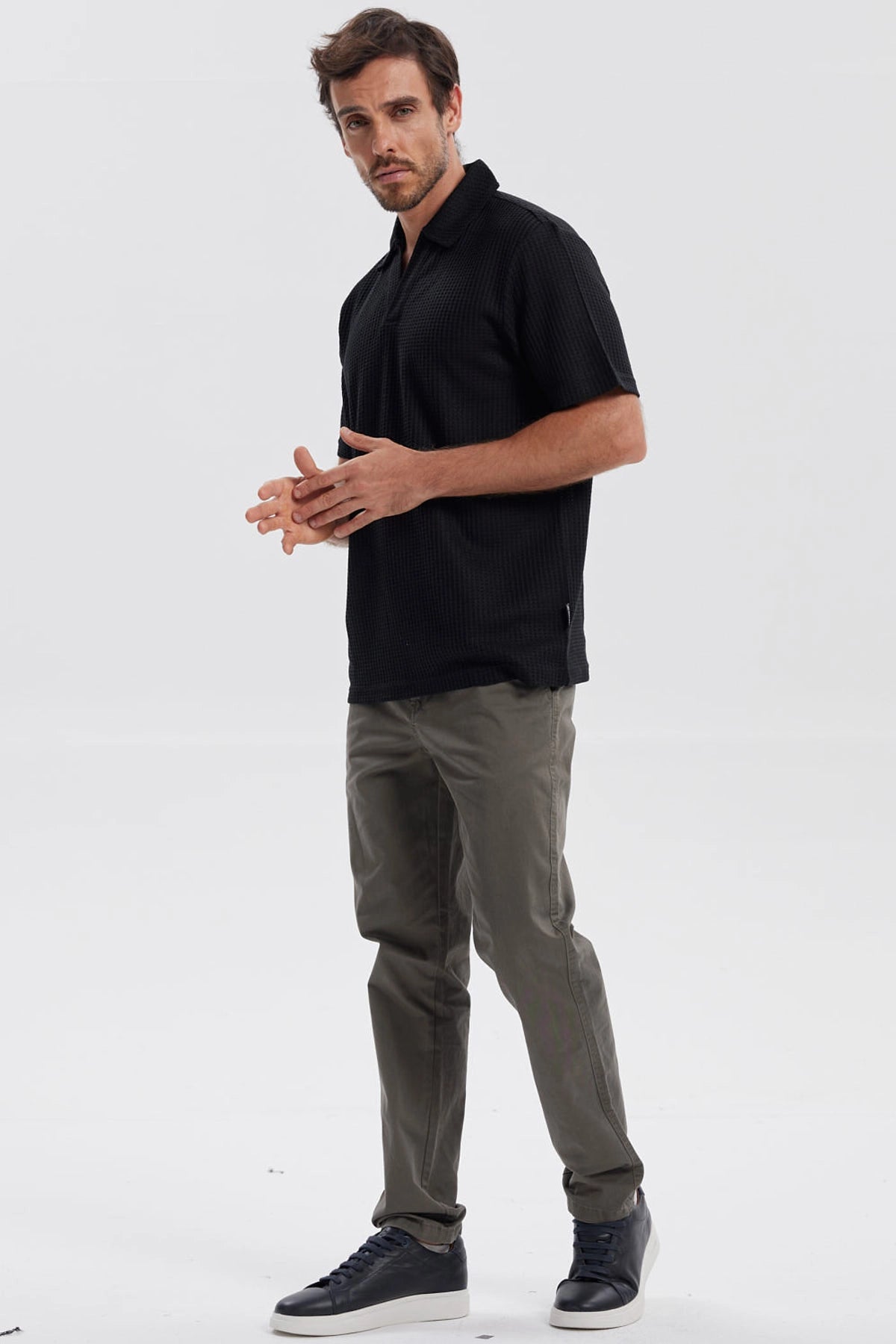 Polera Hombre Textura Negro