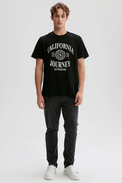 Polera Hombre Estampado Negro