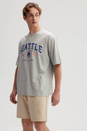 Polera Hombre Print Central Gris Melange