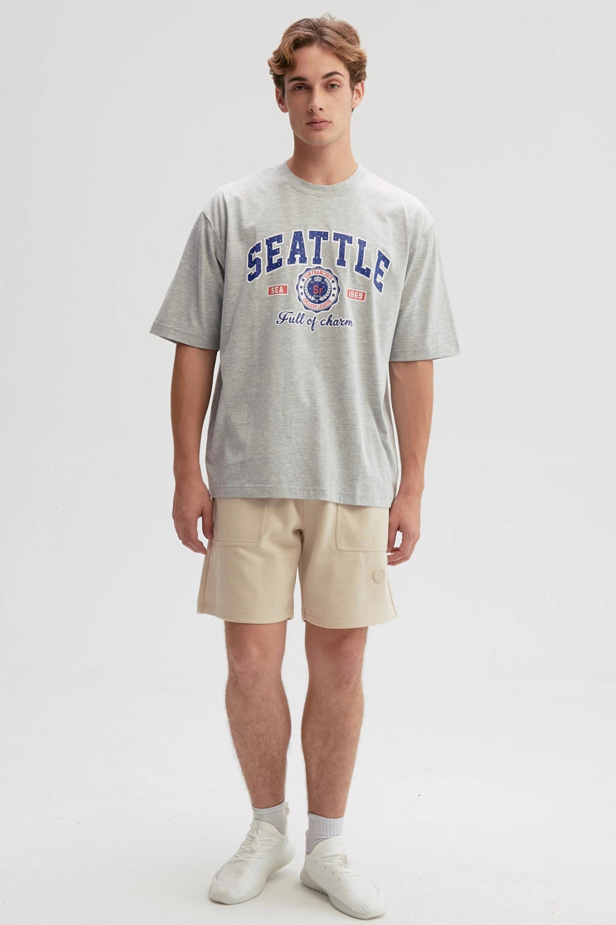 Polera Hombre Print Central Gris Melange