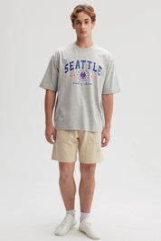 Polera Hombre Print Central Gris Melange