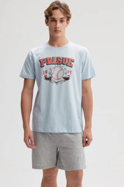 Polera Hombre Print Posicional Celeste
