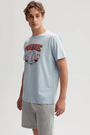 Polera Hombre Print Posicional Celeste